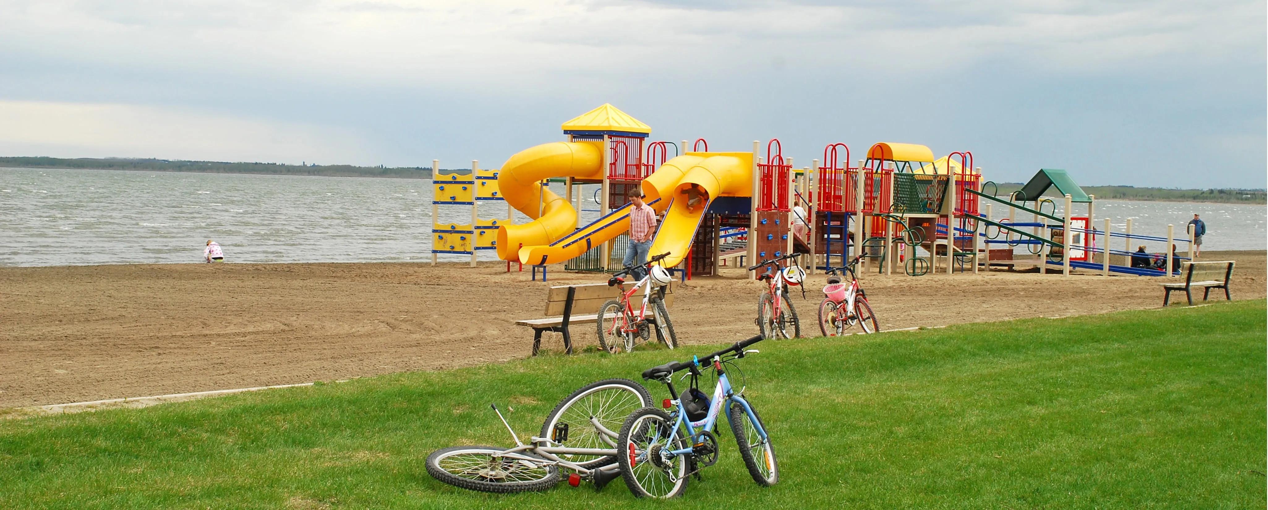 a playground park at a beach