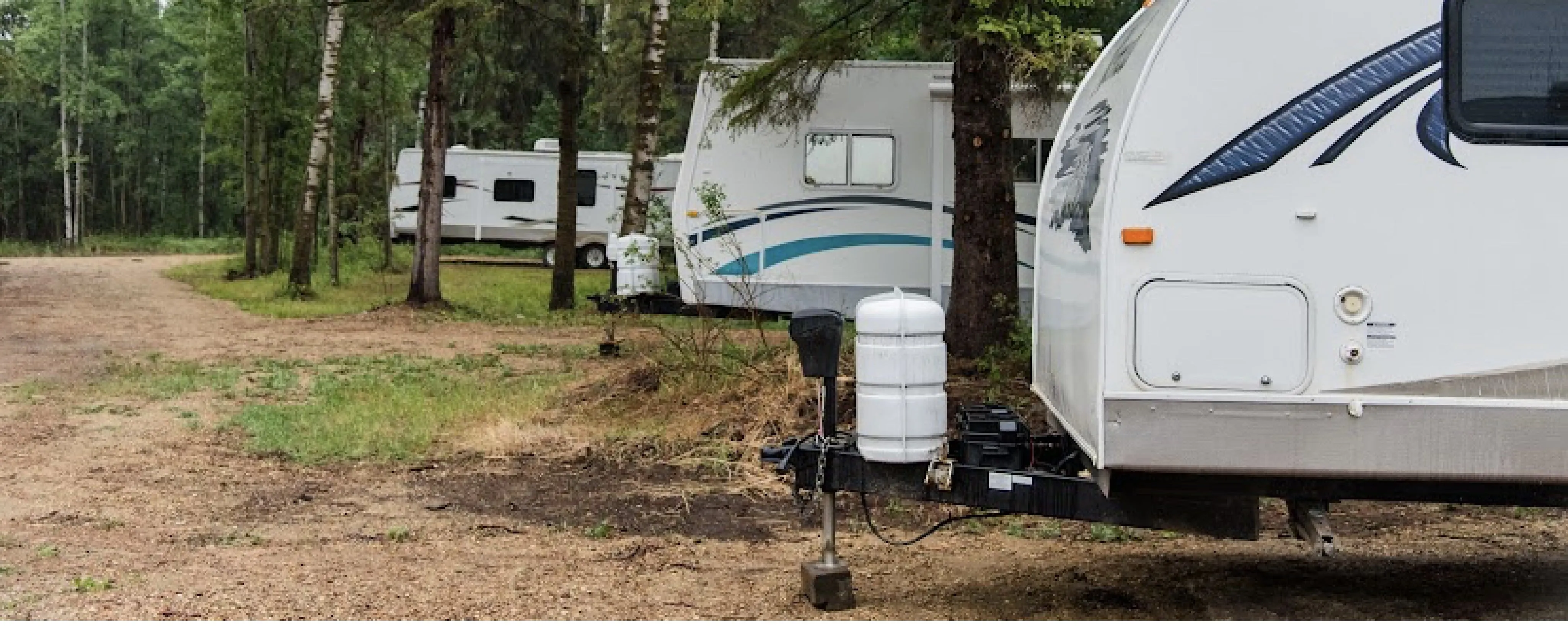 RV all setup in a campground