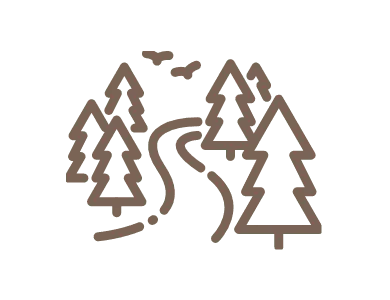 an icon of a trail through a forest