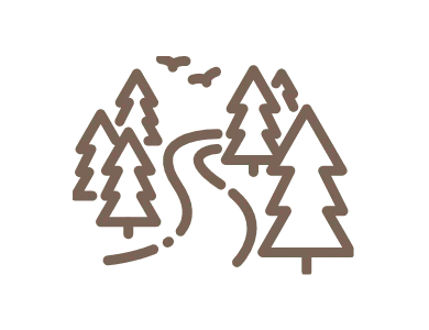 an icon of a trail through a forest